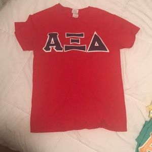 Red and Navy Alpha Xi Delta letter shirt